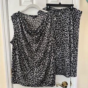 George skirt and  Blouse set in Classic Black white and gray dots size 20
